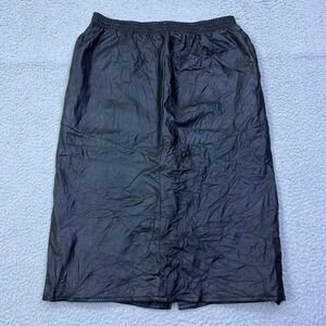 VTG J.F.S. Signature Women's M Genuine Leather Lined Midi Skirt Black 80s READ